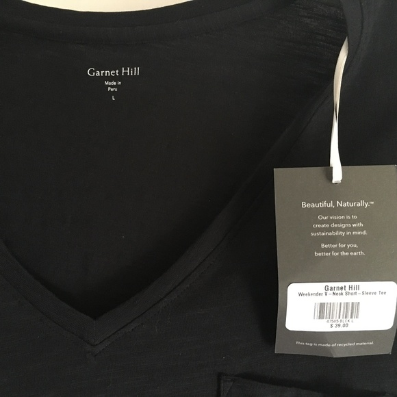 Garnet Hill Organic Cotton V-Neck T-shirt - Picture 2 of 3